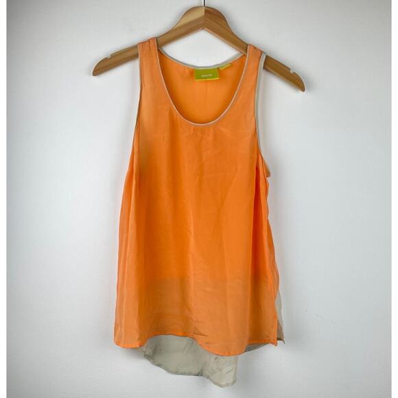 Maeve Anthropologie Orange & Tan 100% Silk Tank Size 4 - Picture 1 of 4